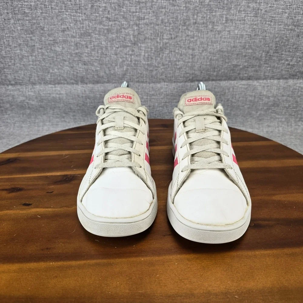 Adidas Grand Court White Pink Glitter Sneakers‎ EG5136 Womens 5.5 Low Top Shoes